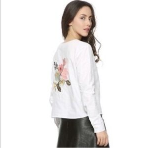 Zara Embroidered Cotton Floral Back LS Blouse S